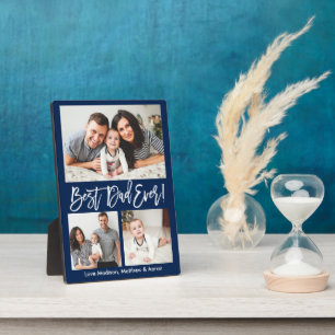 Moderne penseelscript Beste pap ooit 3 Fotoblauw Fotoplaat