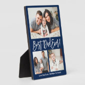 Moderne penseelscript Beste pap ooit 3 Fotoblauw Fotoplaat (Zijkant)