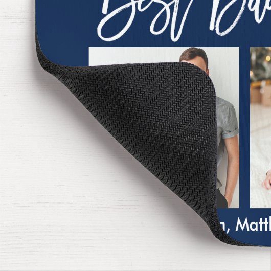 Moderne penseelscript Beste pap ooit 3 Foto's blau Muismat (Hoek)