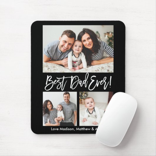 Moderne penseelscript Beste pap ooit 3 Foto's Muismat (Met muis)