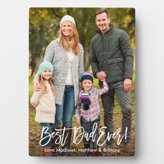 Moderne penseelscript Beste pap ooit 5x7 Foto Plaq Fotoplaat (voorkant)