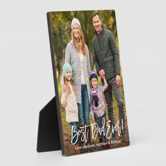 Moderne penseelscript Beste pap ooit 5x7 Foto Plaq Fotoplaat (Zijkant)