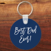 Moderne penseelscript Beste pap ooit blauw Sleutelhanger (Voorkant)