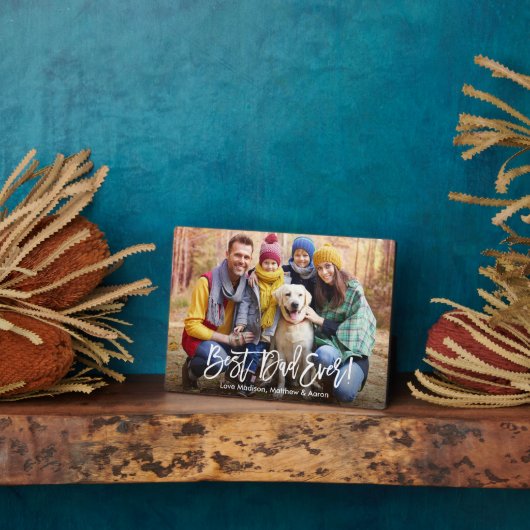 Moderne penseelscript Beste vader ooit foto Fotoplaat (Zijkant)