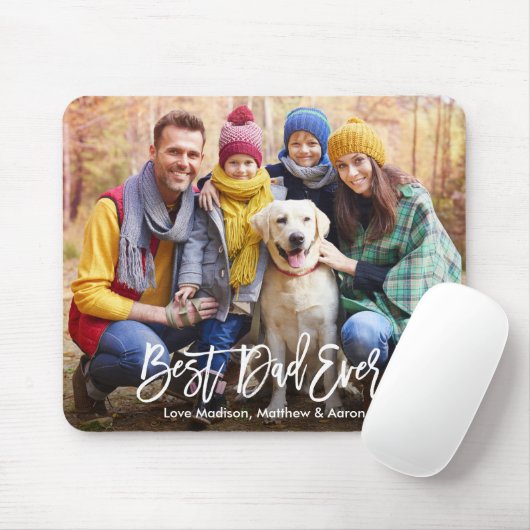 Moderne penseelscript Beste vader ooit foto Muismat (Met muis)