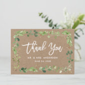 Moderne penseelscript Eucalyptus Kraft Bedankkaart (Staand voorkant)