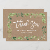 Moderne penseelscript Eucalyptus Kraft Bedankkaart (Voorkant / Achterkant)