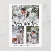 Moderne Penseelscript gelukkig nieuwjaar 3 Fotovak Briefkaart (Voorkant)