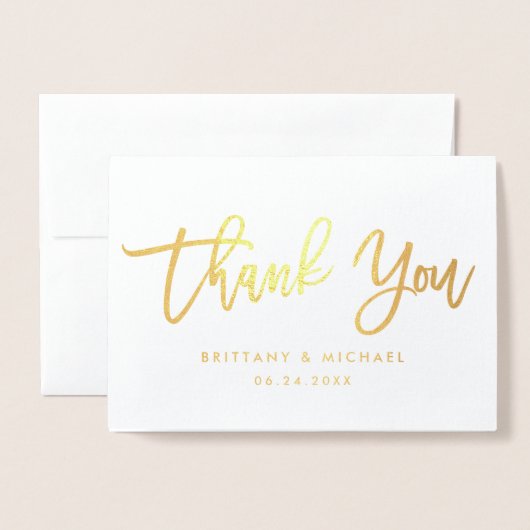 Moderne penseelscript Gold Hartelijk dank voor het Folie Kaarten (Voorkant met envelop)