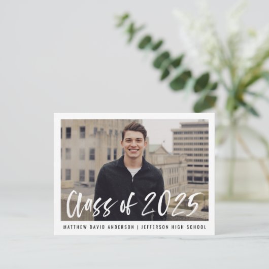 Moderne Penseelscript met fotografie Briefkaart (Staand voorkant)