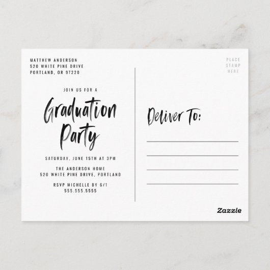 Moderne Penseelscript met fotografie Briefkaart (Achterkant)