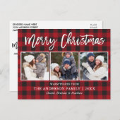 Moderne penseelscript met prettig kerstfeest 3 fot briefkaart (Voorkant / Achterkant)