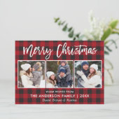 Moderne penseelscript met prettig kerstfeest 3 fot feestdagenkaart (Staand voorkant)