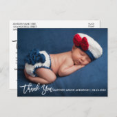 Moderne penseelscript nieuwe baby bedankt W Aankondigingskaart (Voorkant / Achterkant)