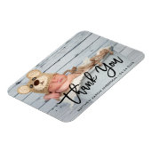 Moderne penseelscript nieuwe baby Dank u Blk Magneet (Linkerzijde)