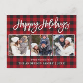 Moderne penseelscript Prettige feestdagen 3 foto g Briefkaart (Voorkant)