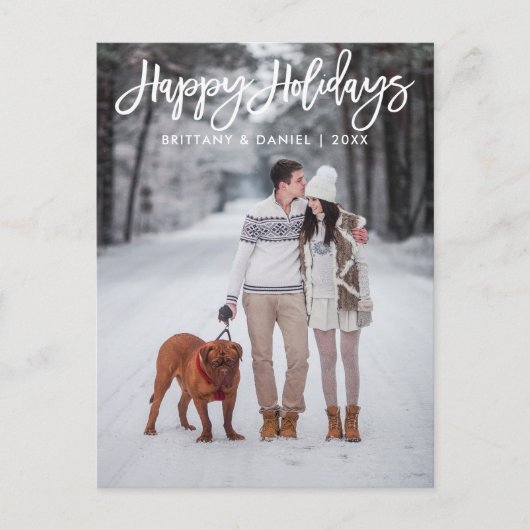 Moderne penseelscript Prettige feestdagen foto Briefkaart (Voorkant)