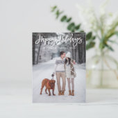 Moderne penseelscript Prettige feestdagen foto Briefkaart (Staand voorkant)