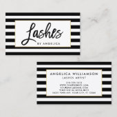 Moderne penseelscript snijtas striped visitekaartje (Voorkant / Achterkant)