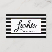 Moderne penseelscript snijtas striped visitekaartje (Voorkant)