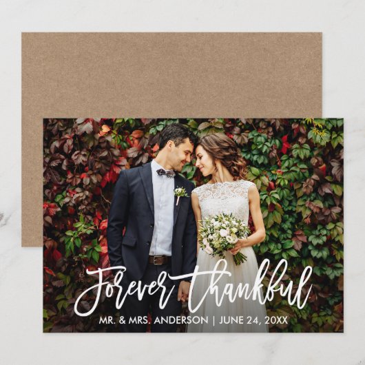 Moderne penseelscript voor ooit Thankful Kraft Kaa Kaart (Voorkant / Achterkant)