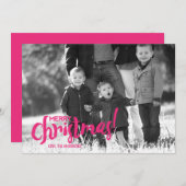 Moderne penseelscript voor prettige kerstfoto feestdagenkaart (Voorkant / Achterkant)