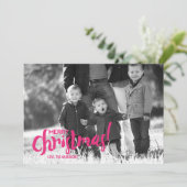 Moderne penseelscript voor prettige kerstfoto feestdagenkaart (Staand voorkant)
