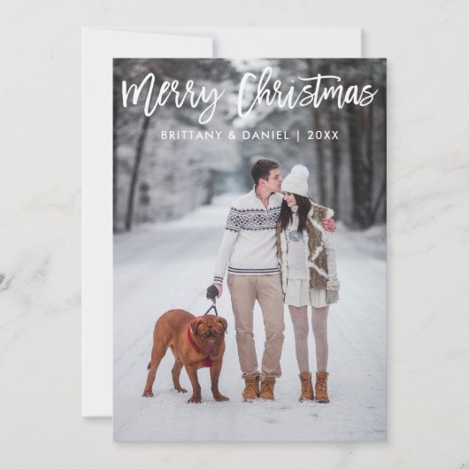 Moderne penseelscript voor prettige kerstfoto kaart (Voorkant)