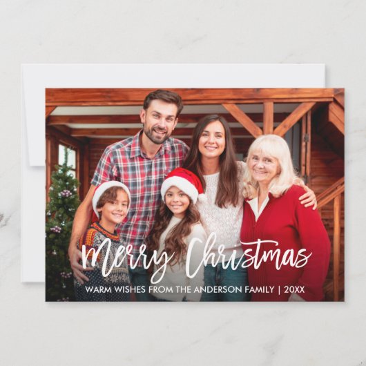 Moderne penseelscript, vrolijk kerstfeest 4 foto's feestdagenkaart (Voorkant)