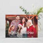 Moderne penseelscript, vrolijk kerstfeest 4 foto's feestdagenkaart (Staand voorkant)