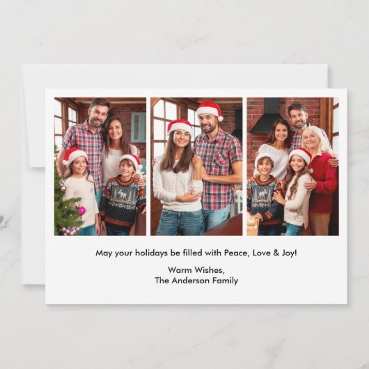 Moderne penseelscript, vrolijk kerstfeest 4 foto's feestdagenkaart (Achterkant)