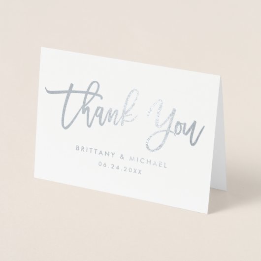 Moderne penseelscript zilver Hartelijk dank voor d Folie Kaarten (Voorkant)