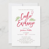 Moderne Penseelscriptcookie Exchange Party Kaart (Voorkant)