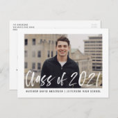 Moderne penseelscriptfoto Virtuele GraduPartij Uitnodiging Briefkaart (Voorkant / Achterkant)
