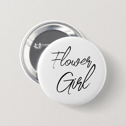 Moderne Penseelscriptie Bloemenmeisje Bridal Party Ronde Button 5,7 Cm (Voorkant /achterkant)