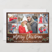 Moderne penseelslede 5 Fotopretkerst Feestdagenkaart (Voorkant)