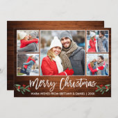 Moderne penseelslede 5 Fotopretkerst Feestdagenkaart (Voorkant / Achterkant)