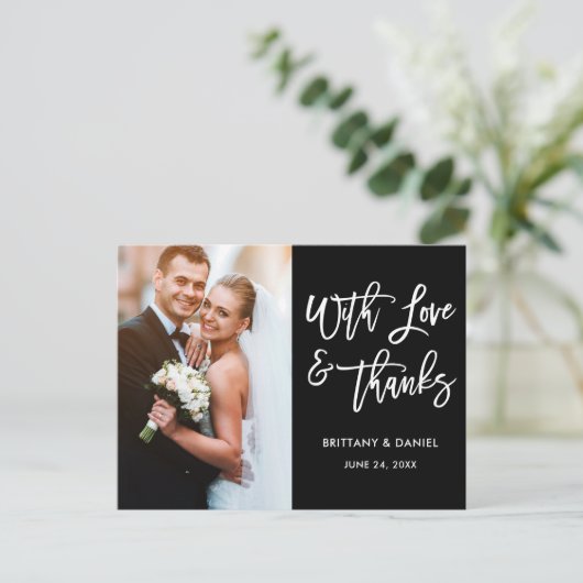 Moderne penseelsliefde en Bedankt bruiloft Briefkaart (Staand voorkant)