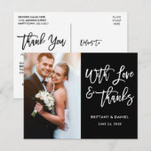 Moderne penseelsliefde en Bedankt bruiloft Briefkaart (Voorkant / Achterkant)