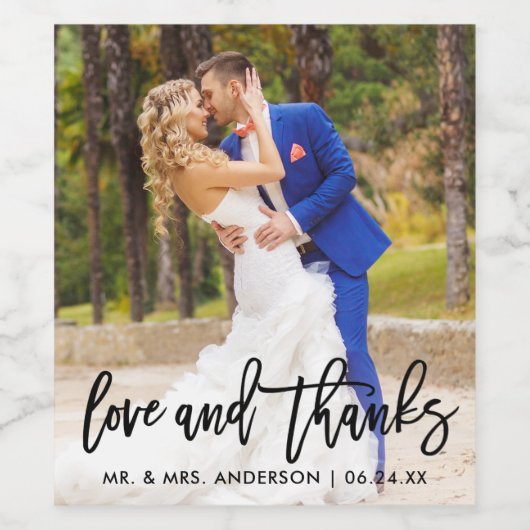 Moderne penseelsliefde en Bedankt Wijn Etiket (Enkel label)