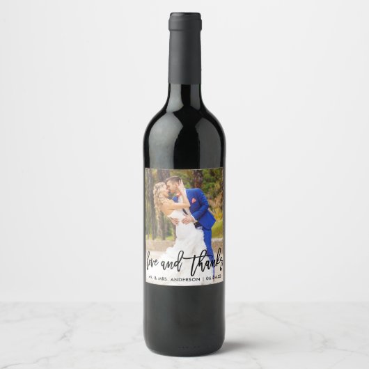 Moderne penseelsliefde en Bedankt Wijn Etiket (Voorkant)