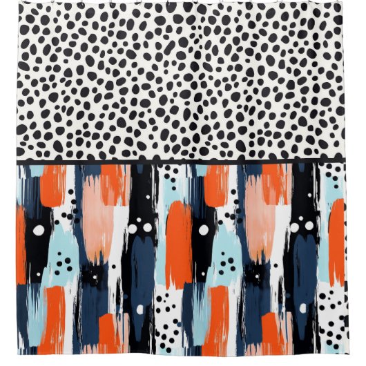 Moderne penseelstreek Dalmatische hond Abstract pa Douchegordijn (Voorkant)