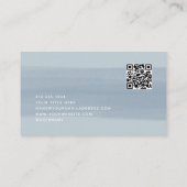 Moderne penseelstreek | Dusty Blue met QR-code Visitekaartje (Achterkant)
