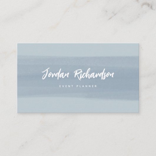 Moderne penseelstreek | Dusty Blue met QR-code Visitekaartje (Voorkant)