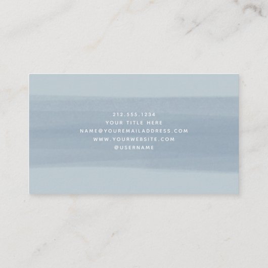 Moderne penseelstreek | Dusty Blue Visitekaartje (Achterkant)