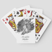 Moderne penseelstreek foto bruiloft gunst | Wit Pokerkaarten (Achterkant)