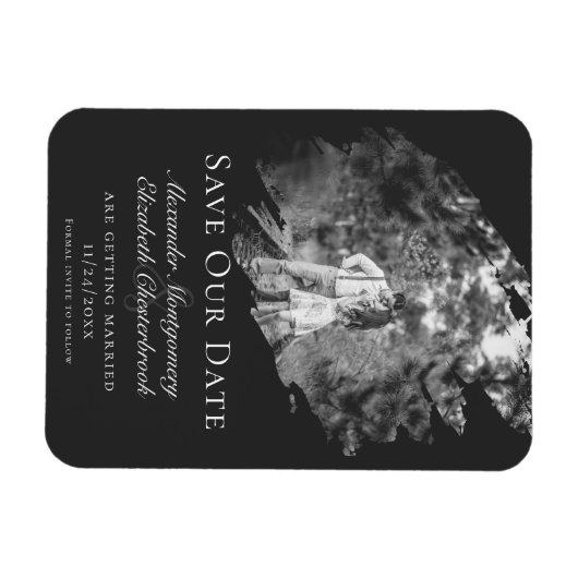 Moderne penseelstreek foto save the date zacht zwa magneet (Horizontaal)