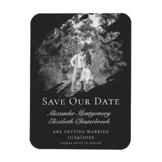 Moderne penseelstreek foto save the date zacht zwa magneet