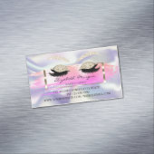 Moderne penseelstreek, holografische glitteras magnetisch visitekaartje (Voorbeeld)