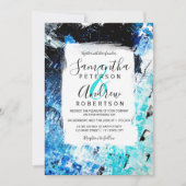 Moderne penseelstreek marine blauw acryl strand br kaart (Voorkant)